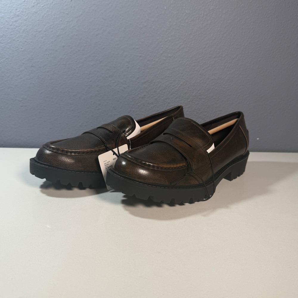 Arizona Jean Co Lillie Loafers Women 9 Brown New Lug Sole Penny Slip On Shoes - Picture 2 of 7
